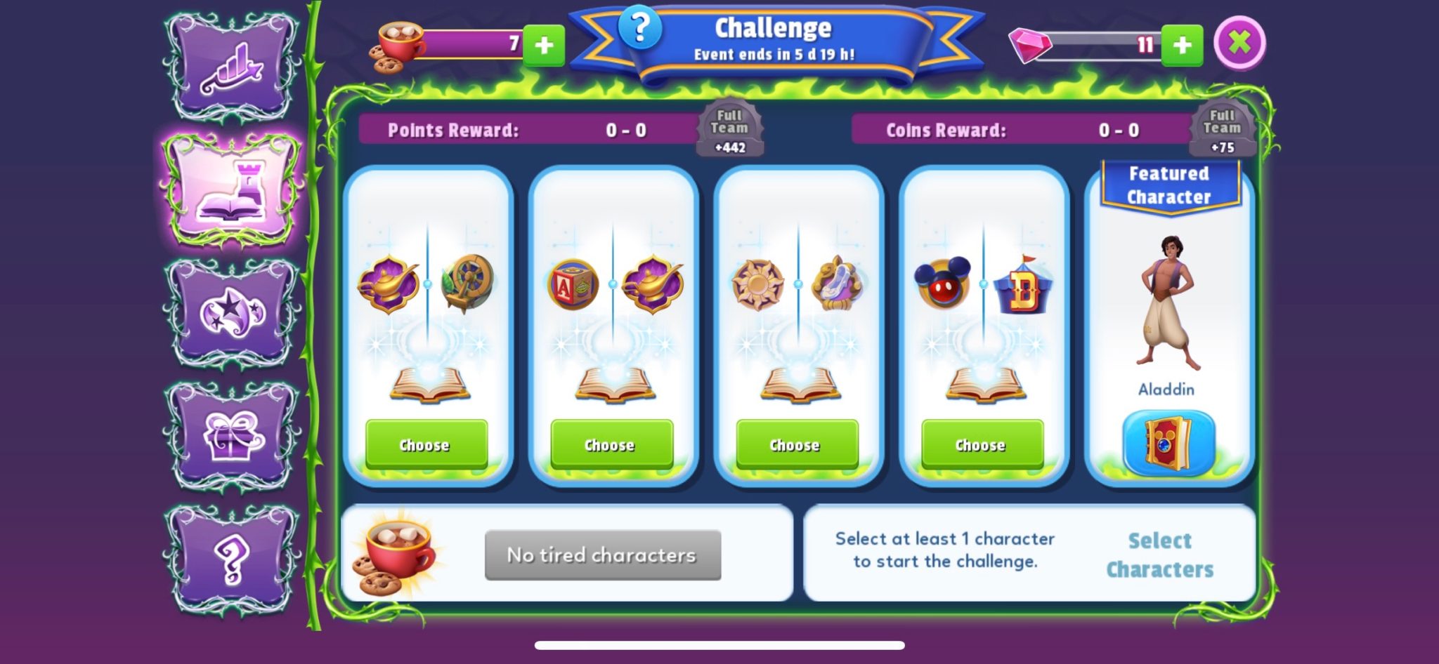 how much do the character cost on disney magic kingdoms tower challenge